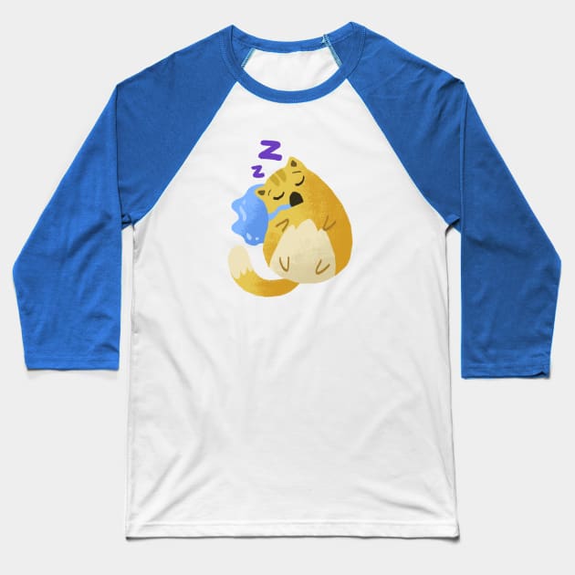 Sleeping cat Baseball T-Shirt by Zhuna